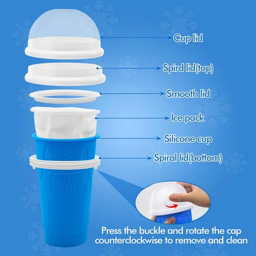 Vista 4 de Taza de Fabricante de Granizado de 500ML - Tazas de Granizado Mágicas DIY, Tazas Apretadoras Portátiles para Hacer Leche y Helado, Tazas