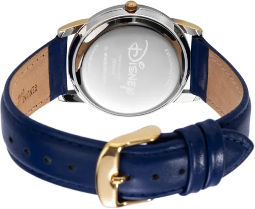 Vista 2 de Disney Mickey Mouse - Reloj analógico con correa de cuero de cuarzo clásico Cardiff para adultos, Azul