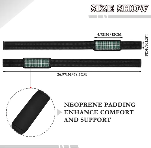 Vista 3 de Green Square Lifting Wrist Straps for Weightlifting, Bodybuilding, Strength Training Padded Neoprene