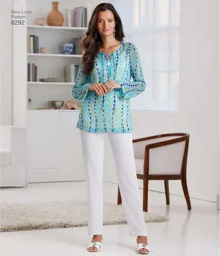 Vista 4 de New Look Patrón de costura 6292: Túnica o top de señoritas y pantalones de tirar, Papel, Blanco, Tamaño: A (10-12-14-16-18-20-22)