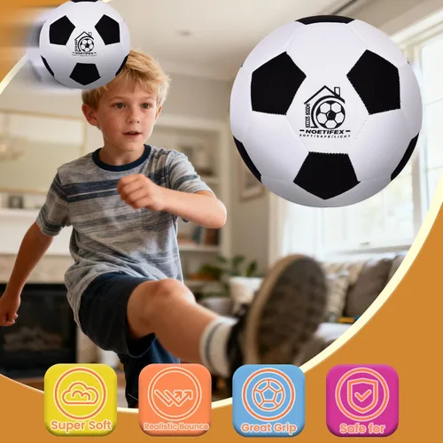 Vista 3 de Tamaño 4 Balón de Fútbol de Tela Suave Seguro Silencioso para Interior para Jóvenes, Balón Ligero para Entrenamiento en Casa para Driblar y Hacer