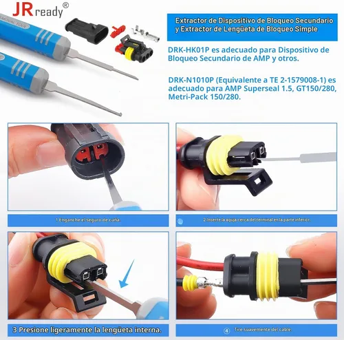 Vista 3 de JRready ST5253 - Herramienta de extracción de conectores de pines de 0.079 in, kit de herramientas de extracción de terminales de 0.118 in