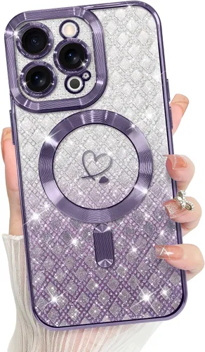 Vista 42 de Bonoma Compatible with iPhone 17 Pro Max Case 2025 Heart Checkered -Gold A cuadros-oro