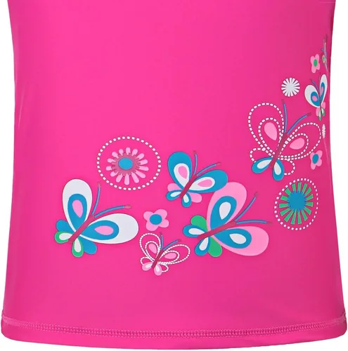 Vista 4 de TFJH E Traje de baño de manga corta para niñas, traje de baño de dos piezas UPF 50+ UV 3-12 años