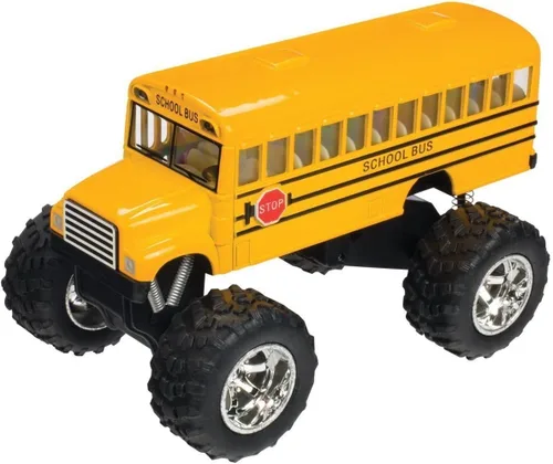 Vista 4 de KinsFun - Autobús escolar de monstruo de metal fundido a presión de 5 pulgadas (13 cm), camión monstruo de acción de retroceso