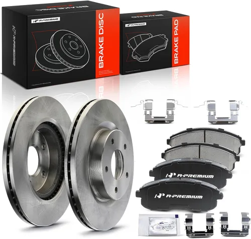Vista 10 de A-Premium 296mm (11.65 pulgadas) Kit de Rotores de Freno de Disco Ventilados Delanteros + Pastillas Cerámicas Compatibles con Modelos Selectos