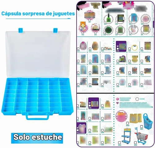 Vista 4 de FULLCASE Funda compatible con 5 Surprise for Mini Brands Toys Series 1-4, almacenamiento de cápsulas misteriosas, para colección Mini Mart Azul