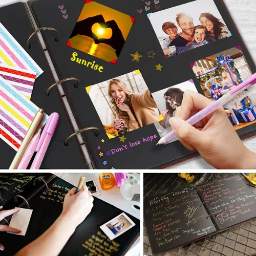 Vista 6 de 50 hojas de esquinas autoadhesivas para fotos, capacidad para 1275 fotos, 6 colores, 5100 unidades, calcomanías de esquina para montaje de fotos