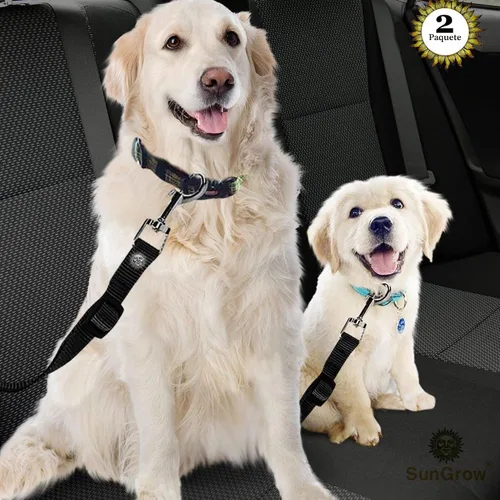 Vista 2 de SunGrow Cinturón de seguridad para perro para automóvil, cinturón de seguridad ajustable de nailon para mascotas, compatible con todos