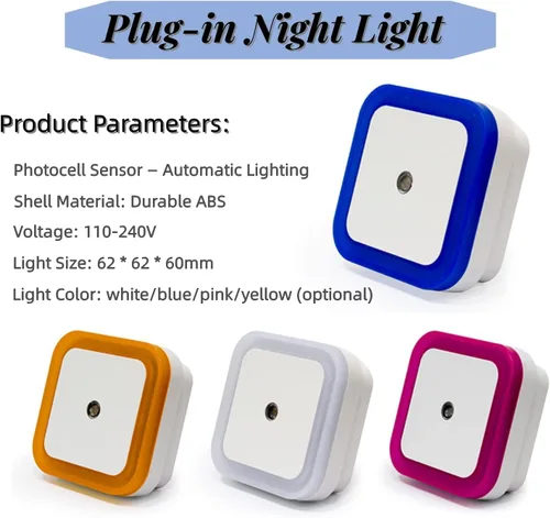 Vista 5 de Othmro ABS L65 × W65 × H68 Luz nocturna enchufable luz cálida LED Navidad bombilla luces de cama con sensor automático de atardecer a amanecer