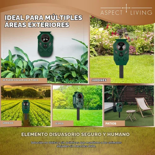 Vista 7 de Repelente animal ultrasónico solar al aire libre, sensor de movimiento