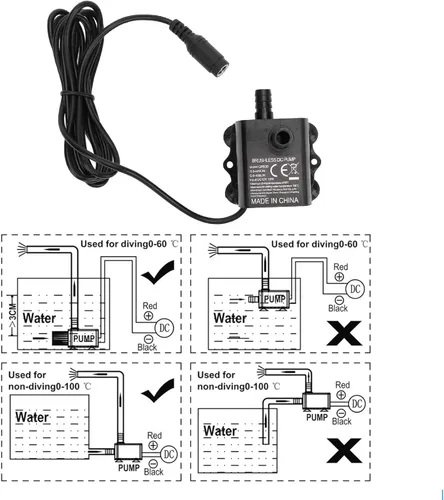 Vista 3 de DC12V 10W Bombas de agua sumergibles, bomba de fuente de agua sumergible de 0-400L/H, bombas de fuente de agua sin escobillas micro para fuente