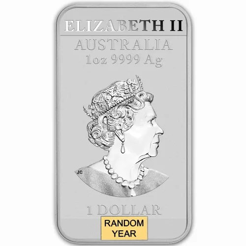 Vista 5 de 2018 - Presente (Año aleatorio) P 1 oz Lingote de Plata Australia Perth Mint Serie Dragón Moneda Rectangular Brillante sin Circular con Certificado