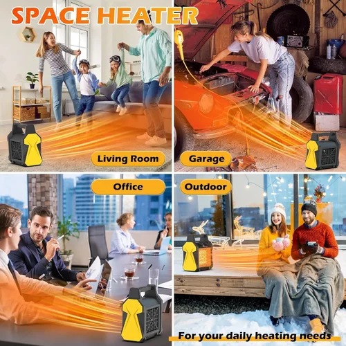 Vista 6 de Calentador de exterior para patio, calentador eléctrico de invernadero de 1500 W, calefacción eléctrica portátil con protección contra