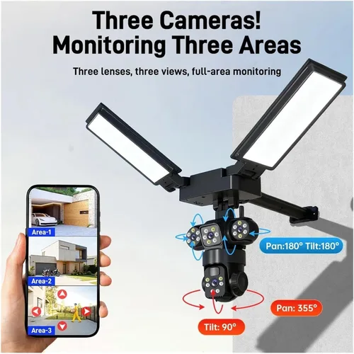 Vista 3 de Tri-Lens Solar PTZ Security Camera