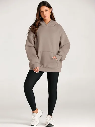 Vista 6 de EFAN - Sudadera con capucha para mujer - Sudadera de vellón sobredimensionada con mangas largas para otoño e invierno, ropa de moda inspirada