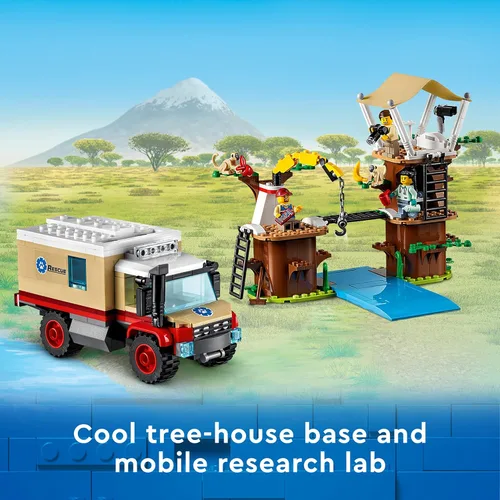 Vista 4 de LEGO City Wildlife Rescue Camp 60307 Kit de construcción; juego de animales; juguete superior para niños de 6 años en adelante; nuevo 2021