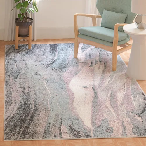 Vista 9 de SAFAVIEH Glacier Collection - Alfombra decorativa de 2 pies 3 pulgadas x 4 pies, azul y multicolor, diseño abstracto moderno, no desprende pelusa