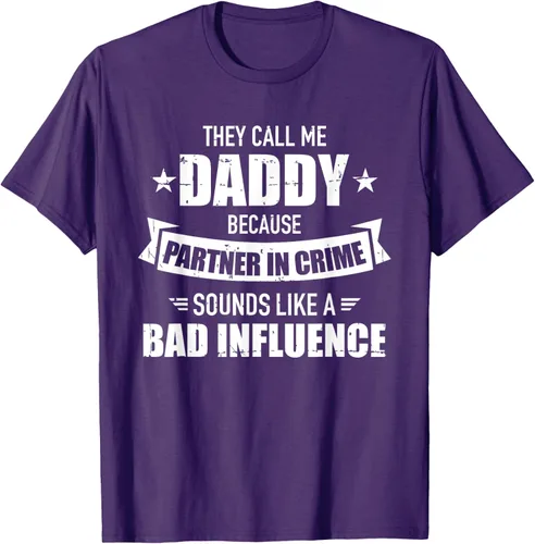 Vista 24 de Call me dad partner in crime bad influence camiseta divertida regalo papá, Negro, S