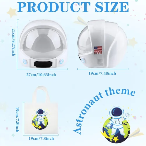 Vista 5 de Bonuci Set of 24 Kids Astronaut Cosplay Costume Set Include 8 Astronaut Vests 8 Astronaut Helmets and 8 Non Woven Astronaut Treat Gift Bags for Kids