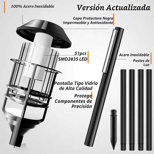 Vista 2 de Luces solares de llama – Luces solares para exteriores de 55 pulgadas de alto 100 % metal, luz solar LED para exteriores, linterna de metal, luces