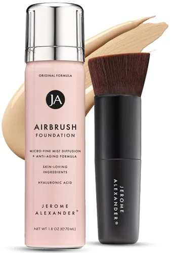 Vista 11 de Jerome Alexander MagicMinerals AirBrush Foundation - Set de 2 piezas con base en aerosol y brocha Kabuki - Maquillaje en aerosol con ingredientes