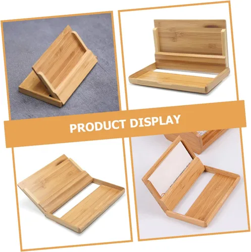 Vista 8 de Zerodeko Soporte de tarjeta de visita vintage Caja de almacenamiento de tarjetas de visita de bambú de madera