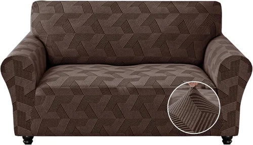 Vista 17 de JIVINER - Juego de 2 fundas elásticas para sillas de comedor, fundas geométricas de jacquard para sillas de comedor, fundas lavables para sillas