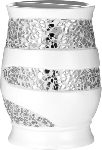 Vista 8 de Zahari Home Sinatra - Vaso de baño para cepillos de dientes y pasta de dientes, organizador de brochas de maquillaje, color negro