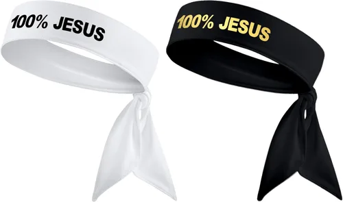 Vista 2 de Diadema deportiva 100% Jesús para la cabeza, fútbol, fútbol, fútbol, blanco, negro, atletismo, fitness, banda elástica para el sudor, ninja, absorbe