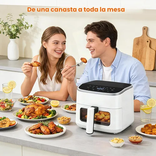 Vista 8 de Freidora de aire de 4 cuartos de galón, freidora de aire compacta con luz interior y ventana de fácil visión, 8 ajustes preestablecidos de cocción
