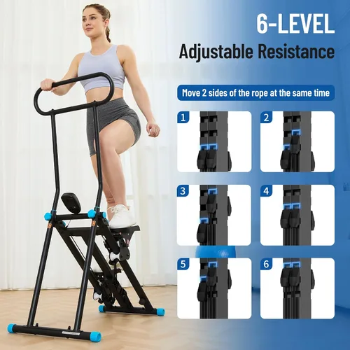 Vista 3 de HXD-ERGO Stair Stepper for Home, New Version 6 Adjustable Resistance Vertical Climber Cardio Exercise Machine, Folding Stair Climber for Full Body