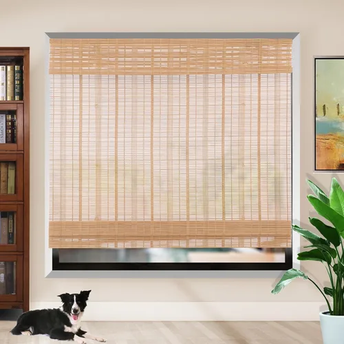 Vista 11 de Persianas romanas de bambú, persianas opacas personalizadas con forro, persianas naturales 100% bambú para ventanas, patrón 2501
