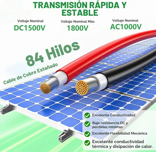 Vista 8 de Oududianzi Cable de extensión solar de 10 pies, cable solar de 10 AWG, cable fotovoltaico de cobre estañado de calibre 10, cables y conectores