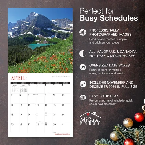 Vista 2 de MICASA PRESS National Parks - Calendario de pared 2027 de 12 meses 2-01 - Parques Nacionales Salvajes y Hermosos