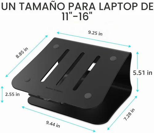 Vista 2 de Soporte para portátil de aluminio con ventilación térmica para MacBook Air/Pro, Dell, HP, Lenovo, Microsoft Surface, Samsung de 11 a 16 pulgadas