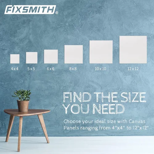 Vista 7 de FIXSMITH - Bastidores de lienzo para pintar 4x4 pulgadas, paquete súper económico de 24 mini lienzos, paneles de lienzo en blanco, 100% algodón