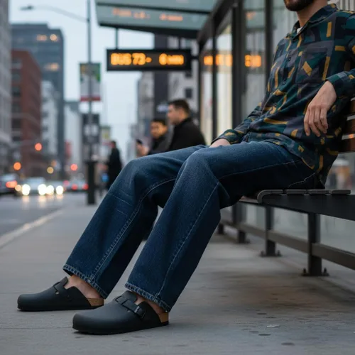 Vista 6 de CUSHIONAIRE Haze Zuecos para hombre, cómodos zuecos sin cordones para hombre con soporte de arco y plantilla de gamuza de corcho, zapatos perfectos