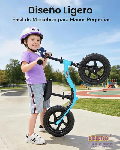 Vista 7 de KRIDDO Bicicleta de Equilibrio para Niños Pequeños de 2 Años, Edad de 24 Meses a 5 Años, Bicicleta de Empuje Interactiva de Aprendizaje Temprano