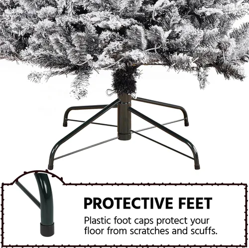 Vista 9 de Yaheetech Árbol de Navidad de Abeto Tipo Lápiz Preiluminado con Nieve Artificial de 6 pies con Bisagras, Árbol de Navidad Delgado para Esquina Negro