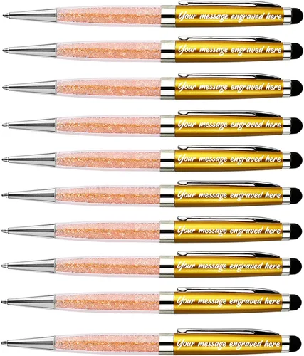 Vista 11 de Ancolo Bolígrafos grabados de lujo con punta de lápiz capacitivo, repuestos de tinta negra de cristal, bolígrafos de calidad, personalizados