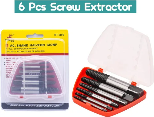 Vista 4 de R'deer - Juego de extractor de tornillos de cabeza rota de R'deer dañado, kit extractor de grifos pelados (1/8"-7/16") para pernos redondeados