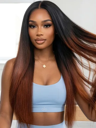 Vista 41 de KLAIYI Peluca de cabello humano con encaje frontal precortada 7x5, corte Bob en capas, corte romo, cordón sin pegamento, peluca predepilada