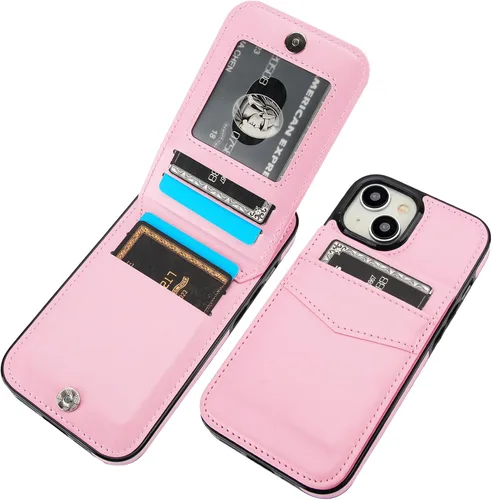 Vista 38 de KIHUWEY - Funda tipo cartera compatible con iPhone 15 con soporte para tarjetas de crédito, cierre magnético, soporte de cuero premium, cubierta