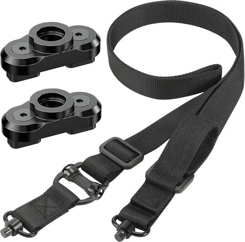Vista 6 de Eslinga de dos puntos y tradicional de 2 puntos de ajuste rápido con QD Sling Swivel para Caza Negro