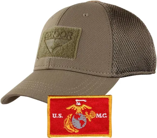 Vista 5 de Paquete de gorra táctica ajustada de malla Condor, en God We Trust & USA, elige la talla Negro