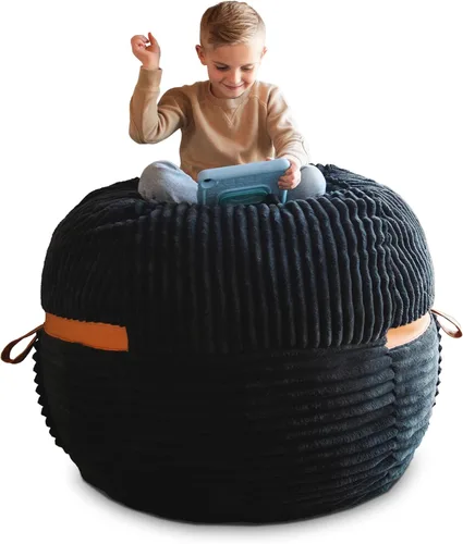 Vista 79 de Big Joe Fuf Silla Puf de Espuma de 5 Pies de Tamaño Extra Grande con Funda Extraíble para Niños, Adolescentes, Adultos, Onyx Lenox, Poliéster Tejido