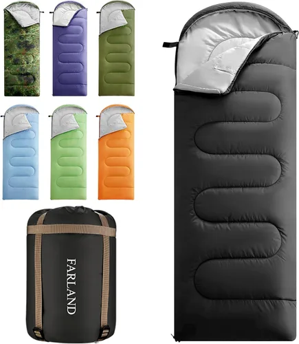 Vista 13 de FARLAND Sacos de dormir de 30 ℉ para adultos, adolescentes y niños con saco de compresión portátil y ligero para campamento de 3 a 4 estaciones