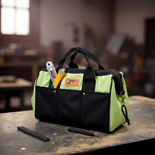 Vista 4 de Jetech Bolsa de herramientas de electricista resistente de 17.5 pulgadas, bolsa de almacenamiento de herramientas de boca ancha impermeable