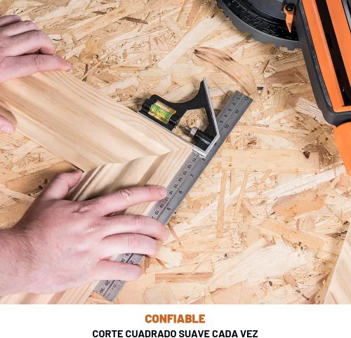Vista 7 de Sierra de inglete deslizante Evolution Power Tools R185SMS+ con corte multimaterial, bisel de 45 grados, inglete de 50 grados, deslizamiento de 210